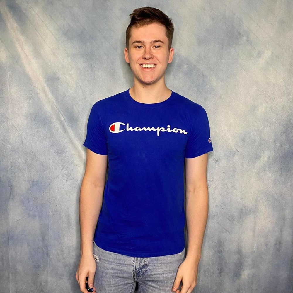 Blue Champion Tee White Spellout Logo